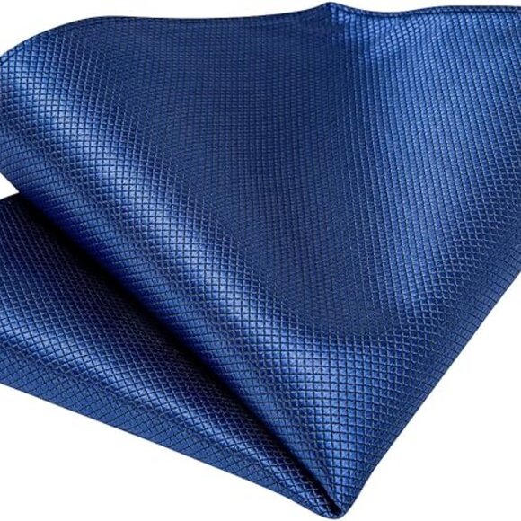 Men's Paisely Silk Tie for Men Necktie and Pocket Square Set Dusty Blue - Picture 5 of 5